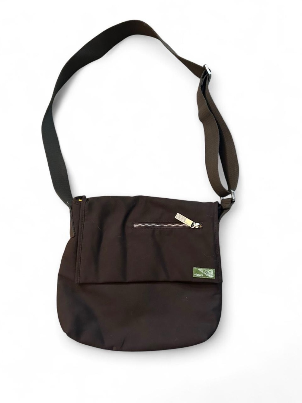 VINTAGE HLASKA BROWN CANVAS MESSENGER CROSSBODY BAG